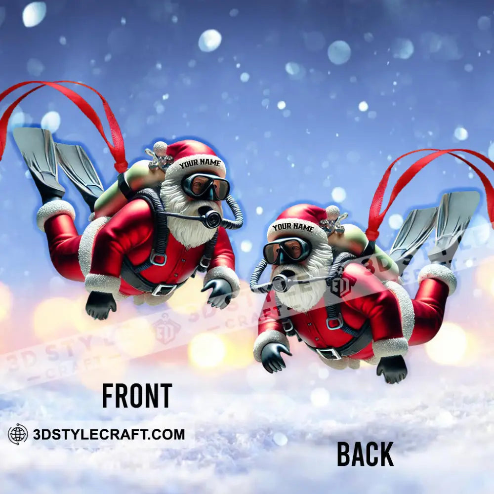 Custom Name Diving Santa Ornament Dive Lover Christmas Gift