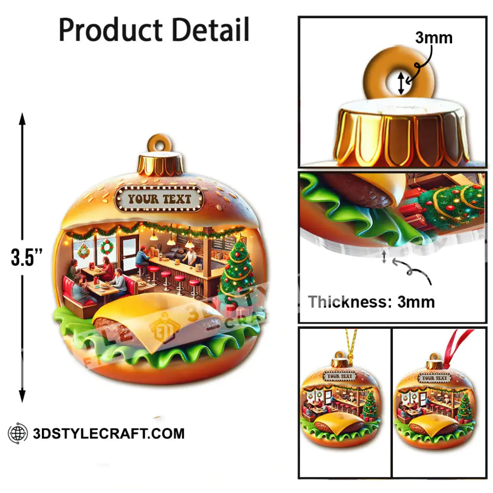 Custom Name Hamburger Ornament Christmas Gift Decoration