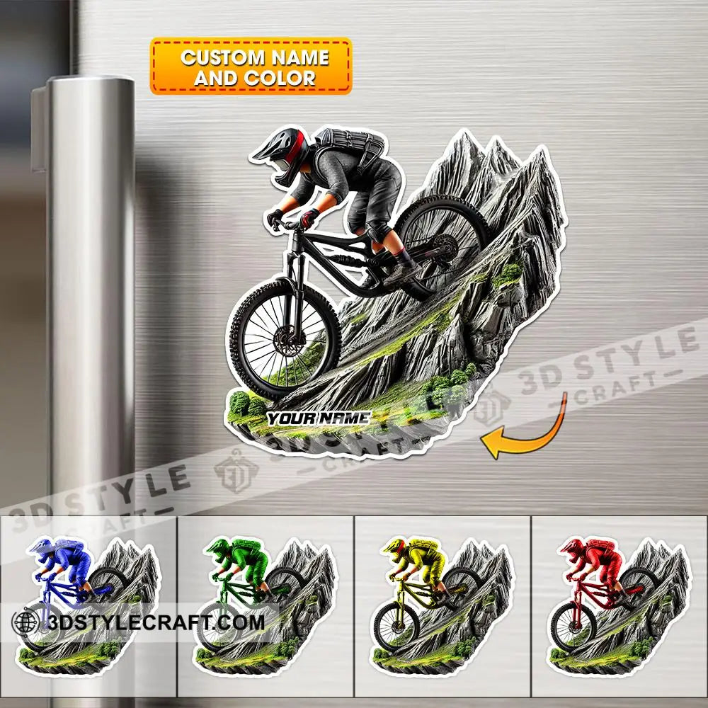 Custom Name Mountain Bike Fridge Magnet Gift For Lover