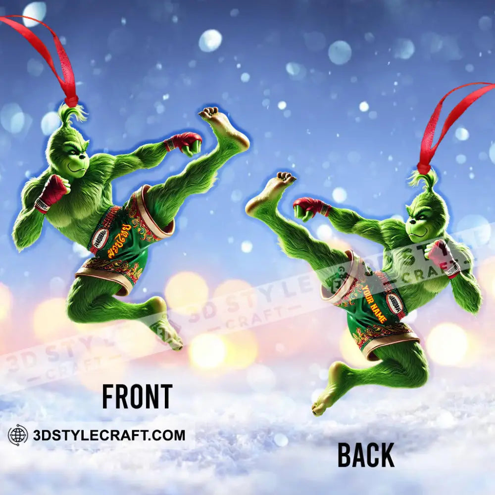 Custom Name Muay Thai Grinch Ornament Lover Christmas Gift