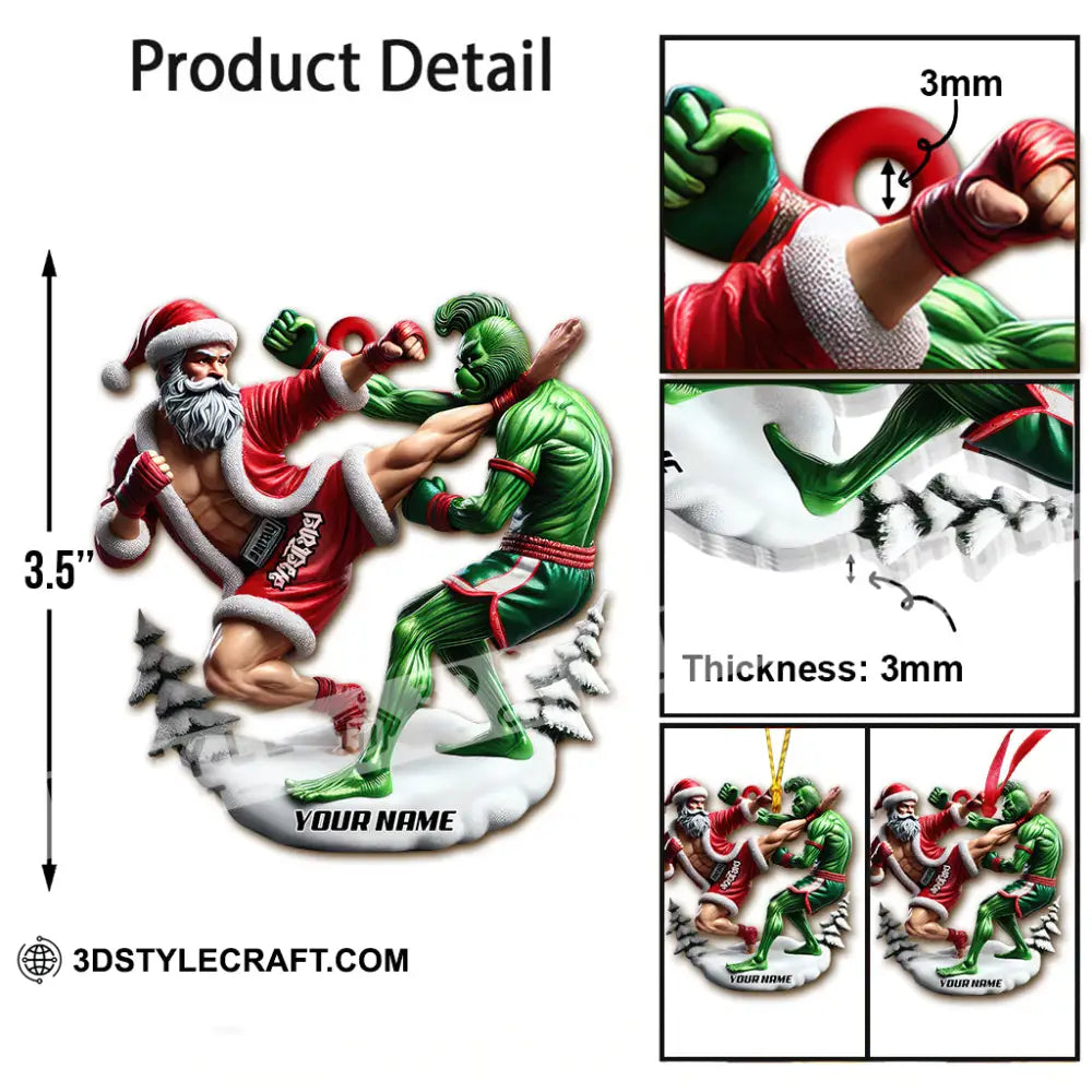 Custom Name Muay Thai Santa Ornament Christmas Gift For Lover