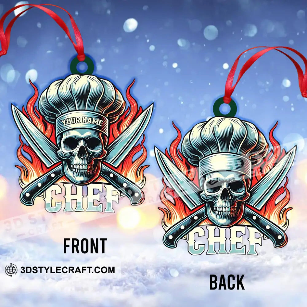 Custom Name Ornament Skull Chef 3.54’’ / 1