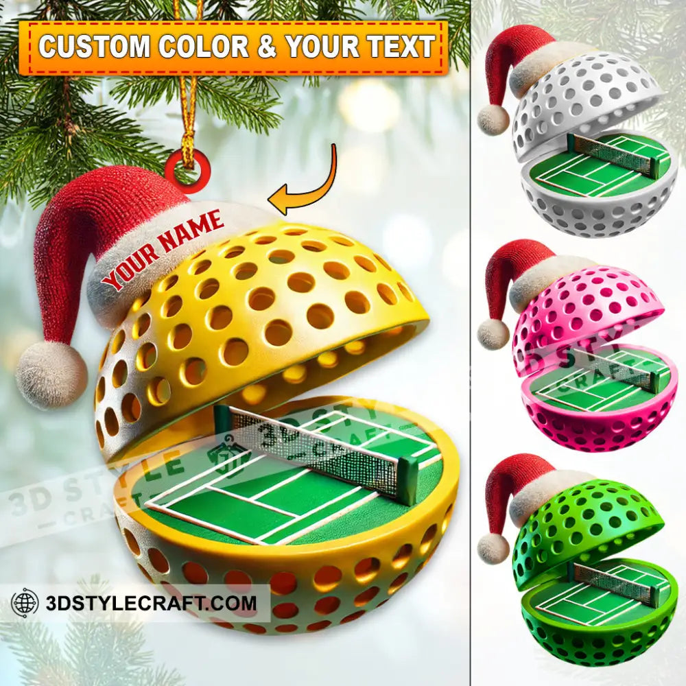 Custom Name Pickle Ball Ornament Love Christmas Decoration