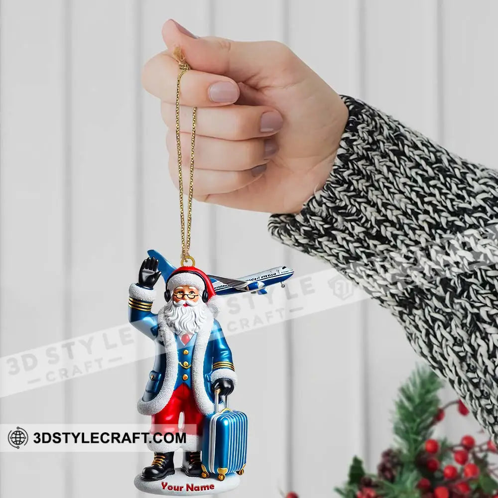 Custom Name Pilot Santa Ornament Christmas Gift