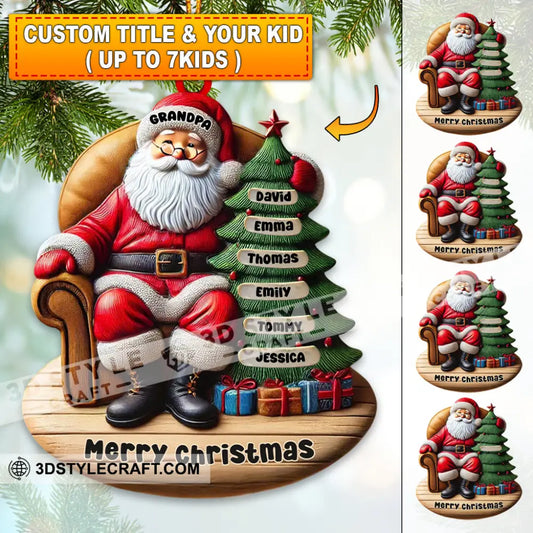 Custom Name Santa And Kids Christmas Ornament Family Gift