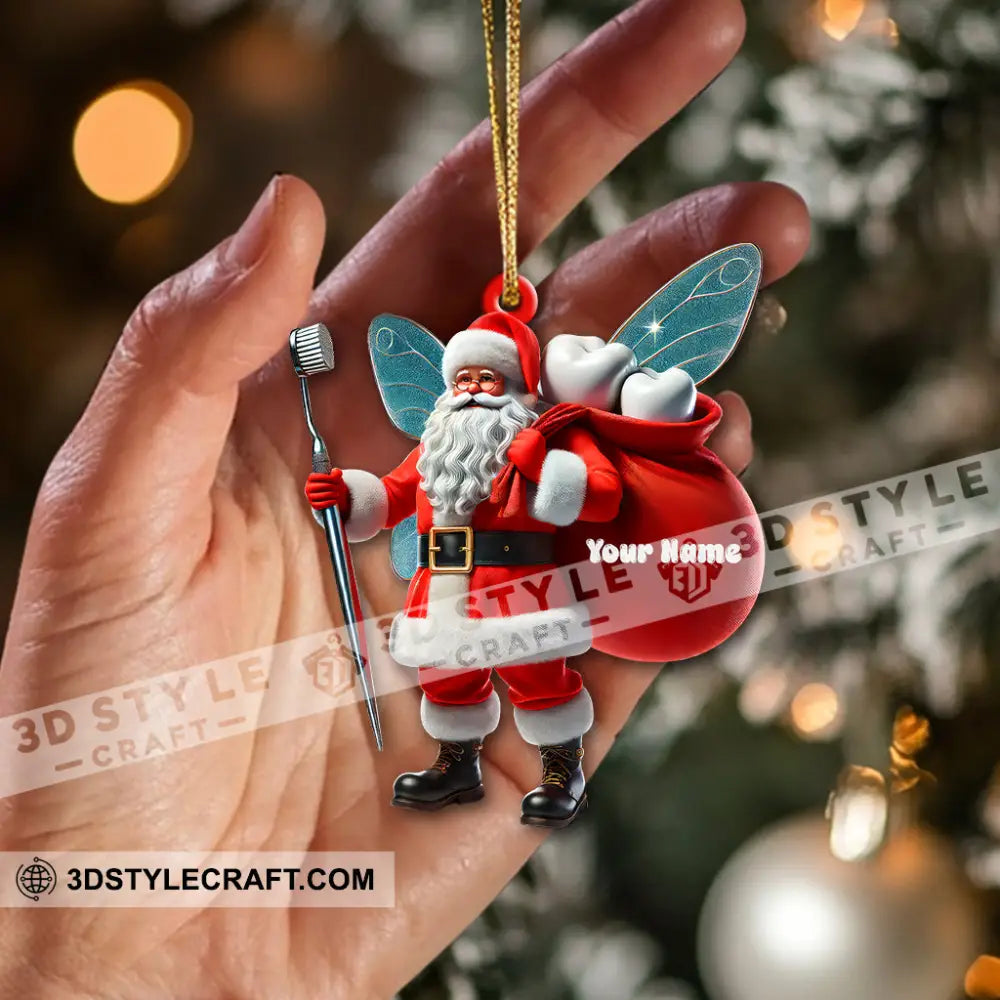 Custom Name Santa Dentist Ornament Christmas Gift