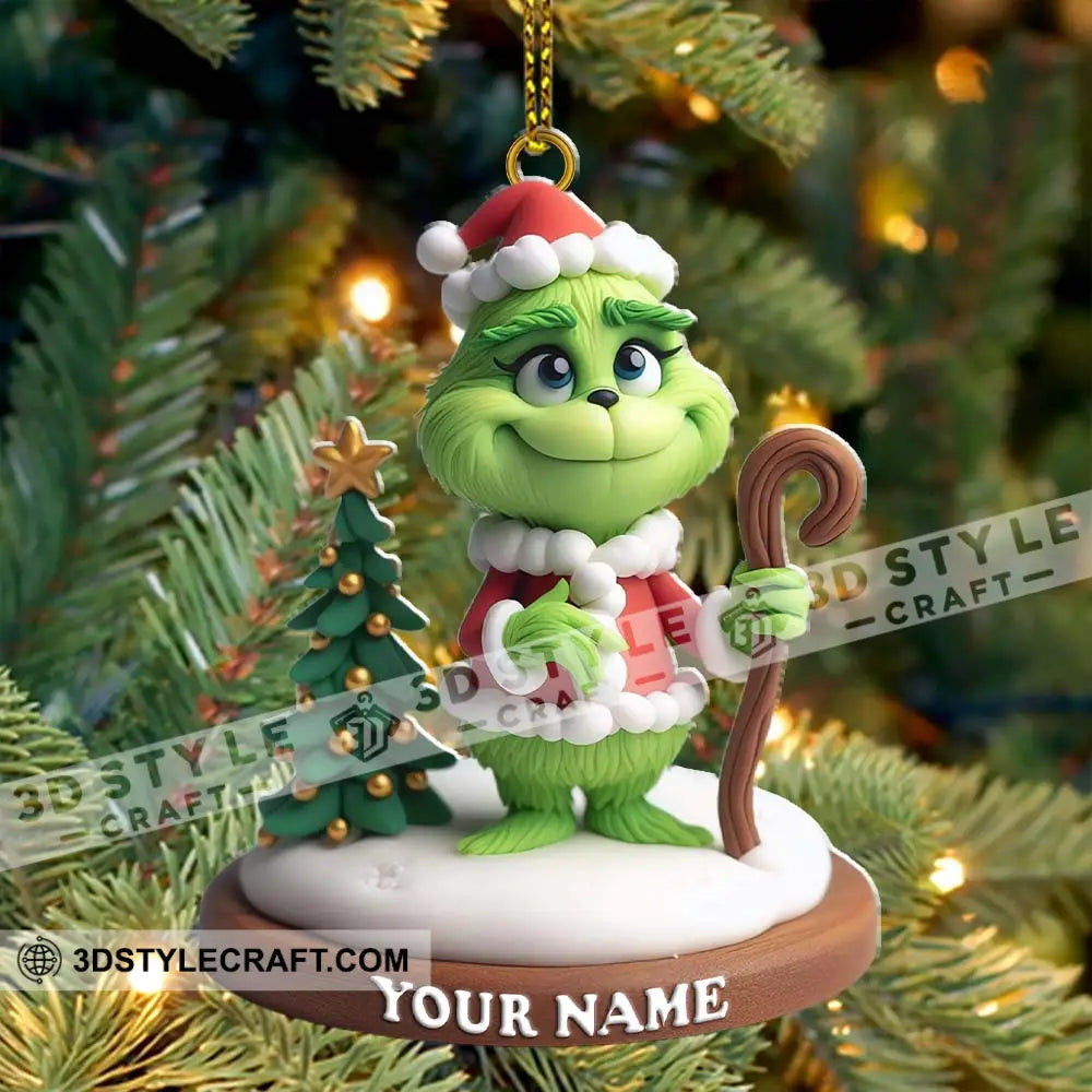 Custom Name Santa Grinch Ornament Christmas Decoration