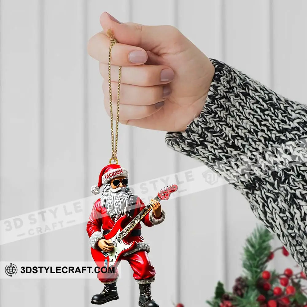 Custom Name Santa Guitar Ornament Christmas Gift