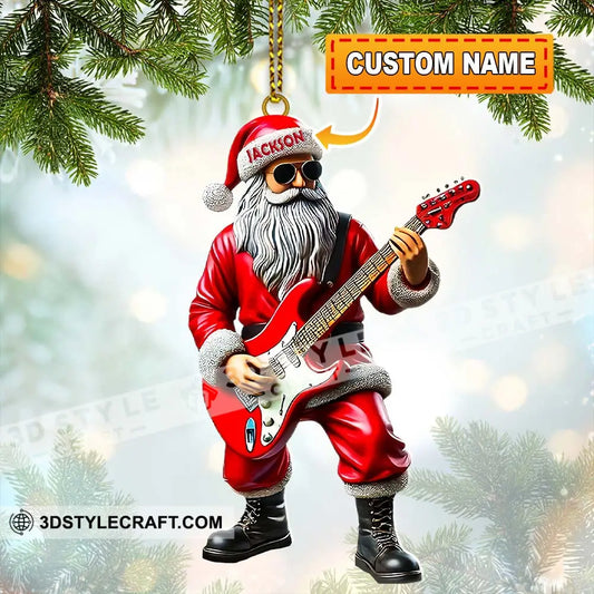 Custom Name Santa Guitar Ornament Christmas Gift