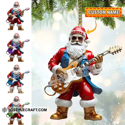 Custom Name Santa Guitar Ornament Christmas Gift