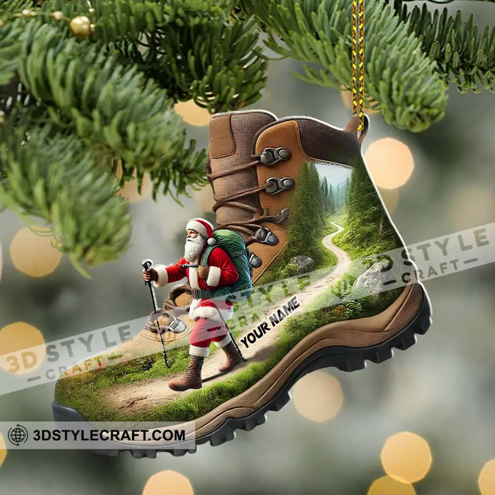 Custom Name Santa Hiking Ornament Lover Christmas Gift