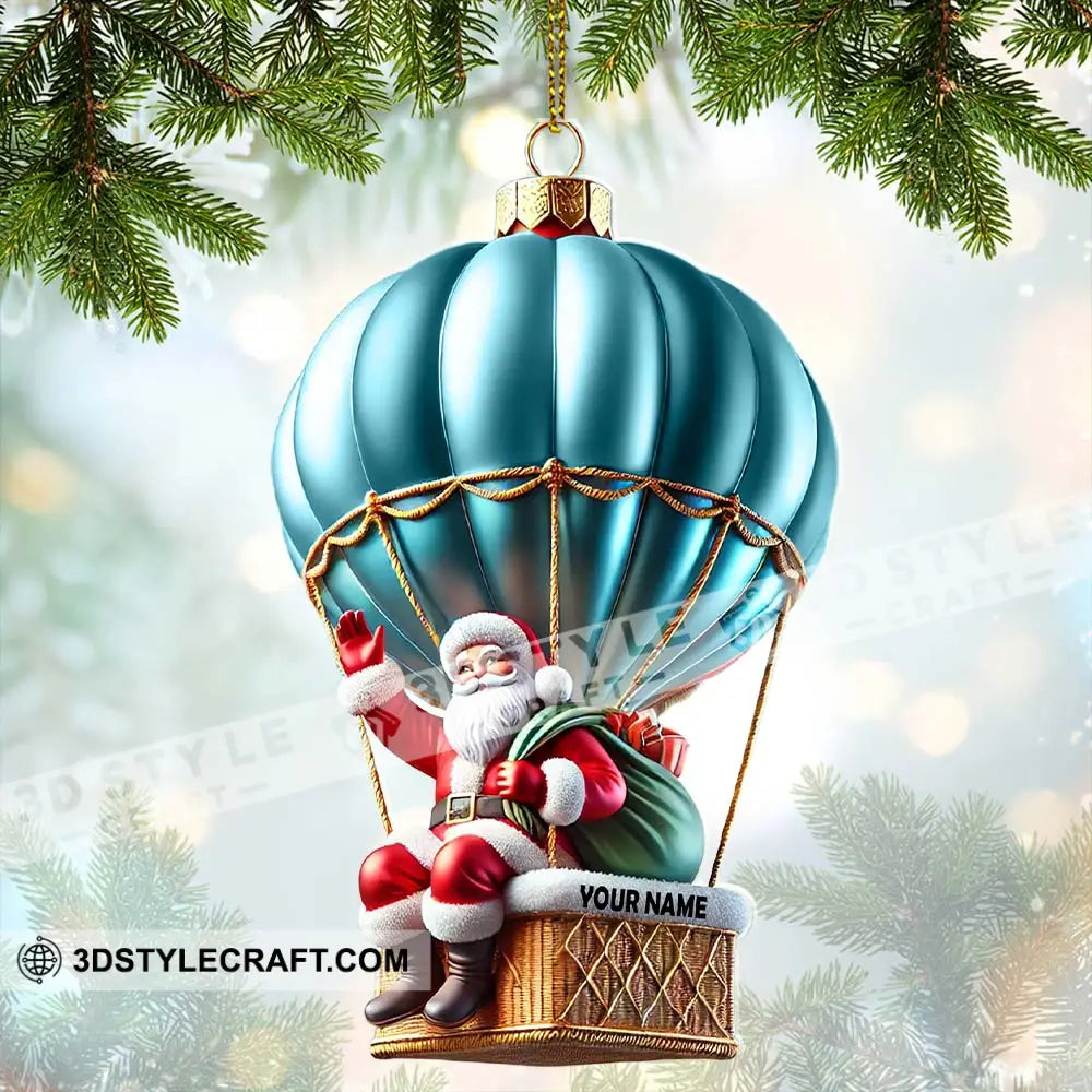 Custom Name Santa Hot Air Balloon Ornament Christmas Gift 3.54’’ / 1