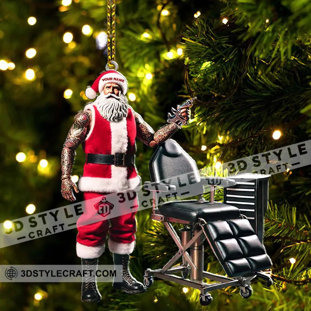 Custom Name Santa Tattoo Ornament Christmas Decoration For Studio