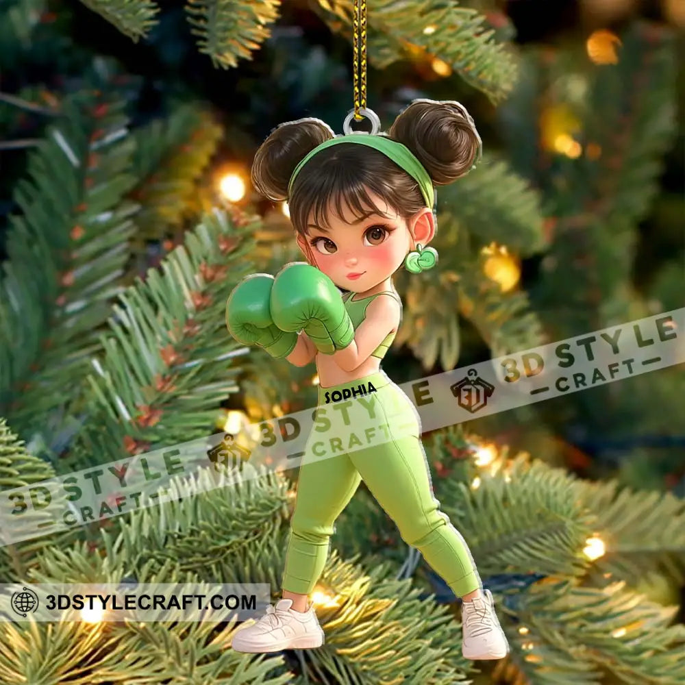 Custom Name Woman Boxing Ornament Christmas Gift