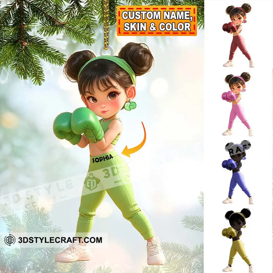 Custom Name Woman Boxing Ornament Christmas Gift
