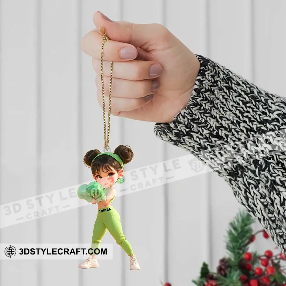 Custom Name Woman Boxing Ornament Christmas Gift