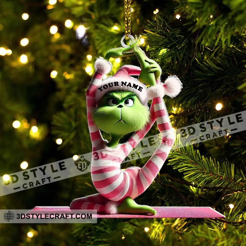 Custom Name Yoga Grinch Ornament Christmas Gift For Lover