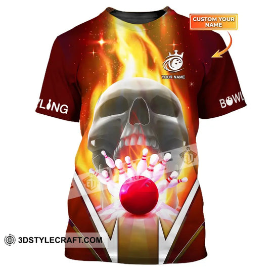 Custom Unisex Shirt, Bowling Skull T-Shirt, Bowling Shirt, Shirt For Bowling Lovers style option 1