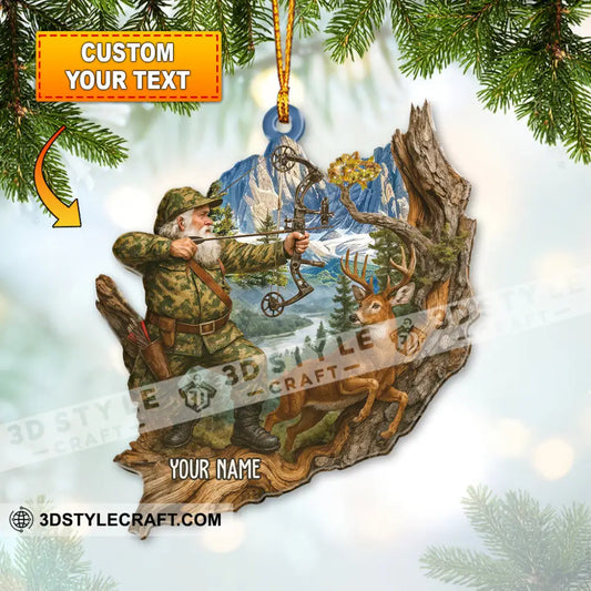 Deer Hunting Santa Home Decor Christmas Ornament Personalized Ornament 3.54’’ / 1 Ornament Ornament