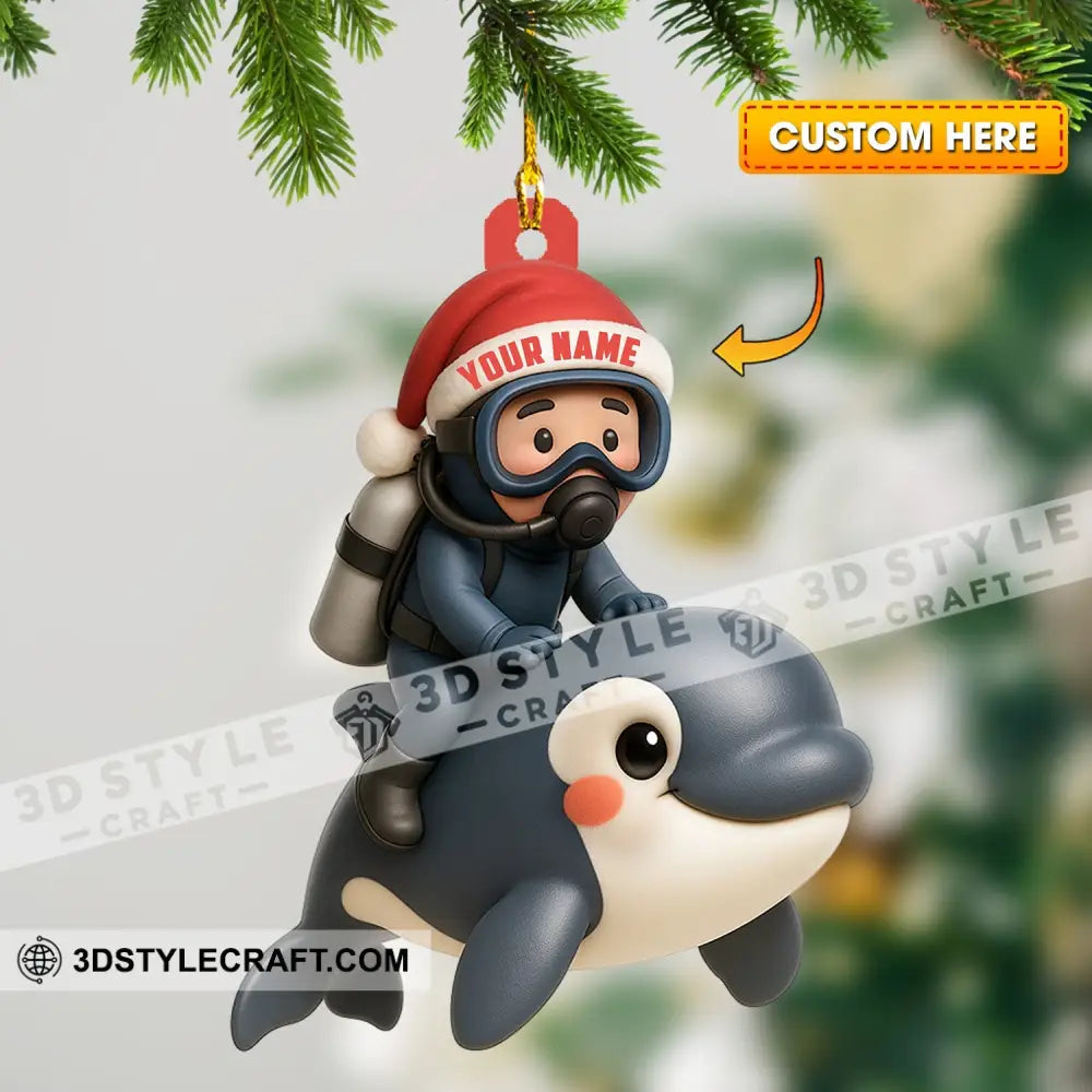 Diver Home Decor Christmas Ornament Personalized Ornament 3.54’’ / 1 Ornament Ornament