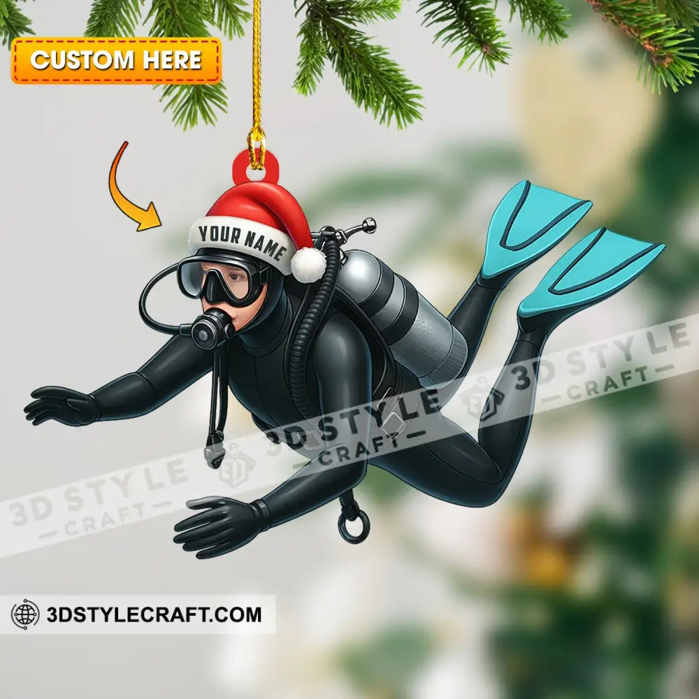 Diver Santa Home Decor Christmas Ornament Personalized Ornament 3.54’’ / 1 Ornament Ornament