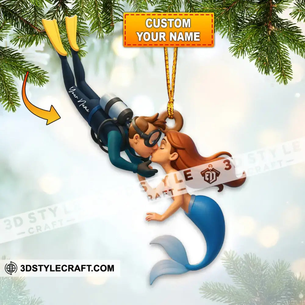 Diving Couple Home Decor Christmas Ornament Personalized Ornament 3.54’’ / 1 Ornament Ornament