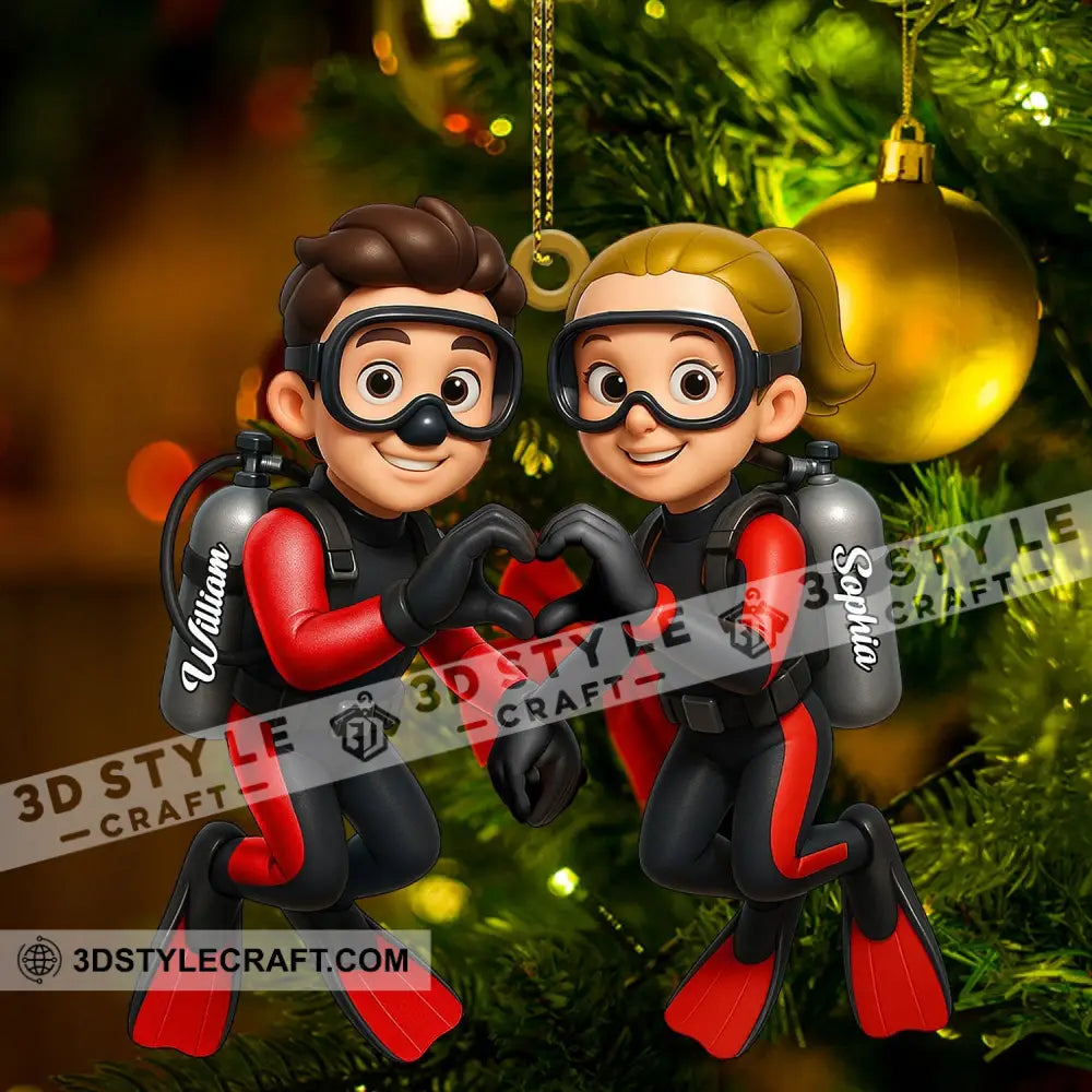 Diving Couple Home Decor Christmas Ornament Personalized Ornament Ornament