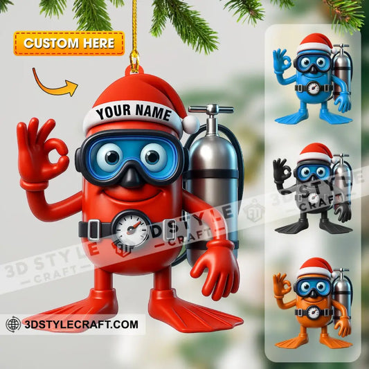 Diving Home Decor Christmas Ornament Personalized Ornament 3.54’’ / 1 Ornament Ornament