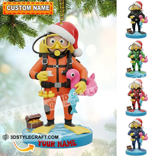 Diving Lover Christmas Home Decor Christmas Ornament Personalized Ornament 3.54’’ / 1 Ornament Ornament