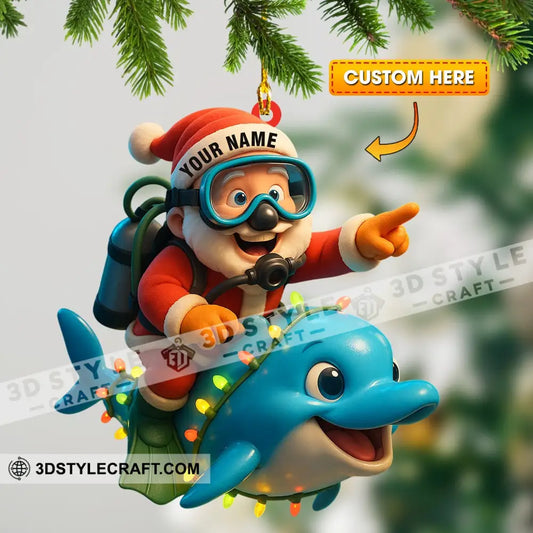 Diving Santa Home Decor Christmas Ornament Personalized Ornament 3.54’’ / 1 Ornament Ornament