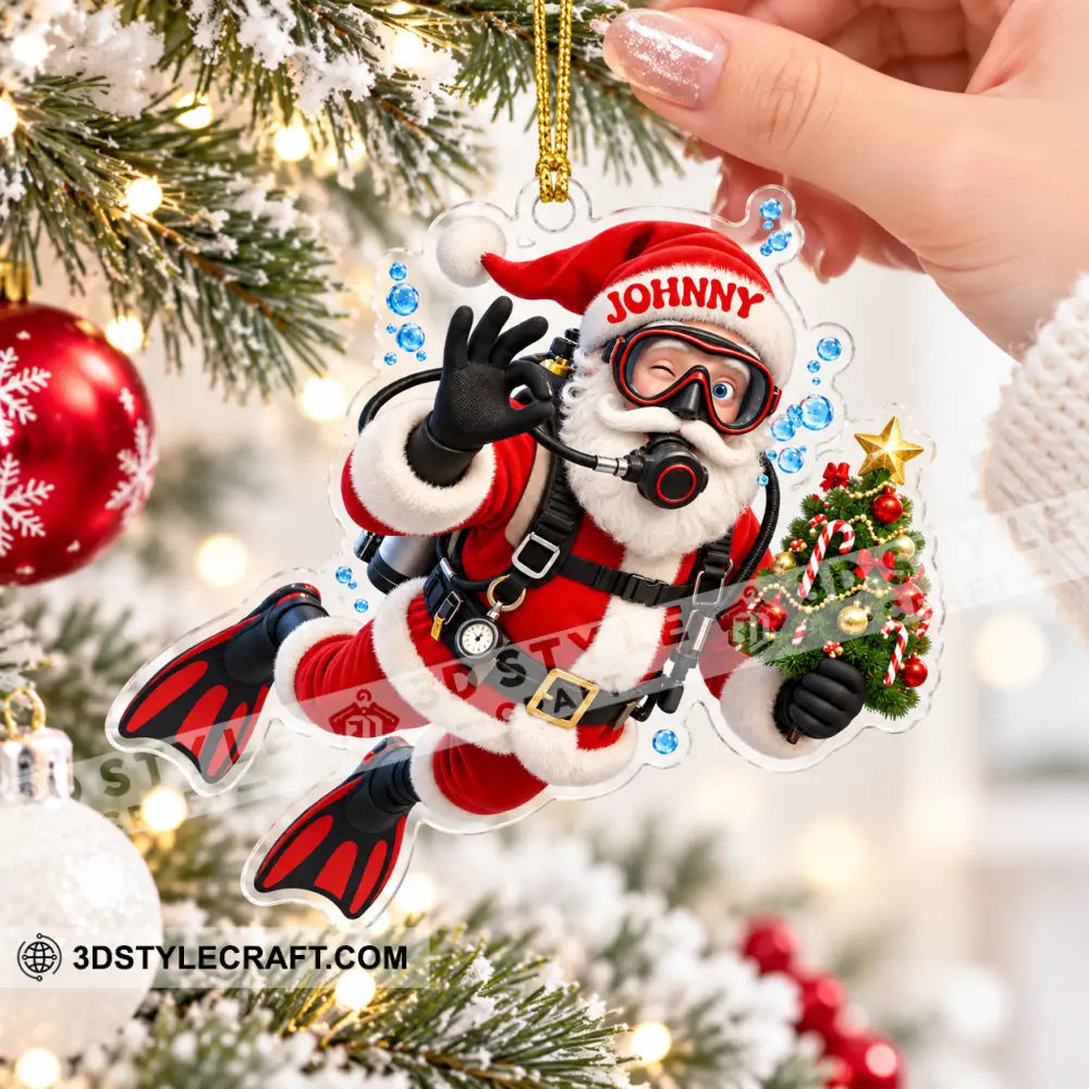 Diving Santa Home Decor Christmas Ornament Personalized Ornament - Ornament
