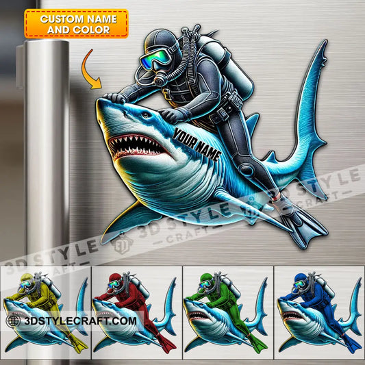 Diving Shark Fridge Magnet - Personalized 3.54’’ / 1 Piece