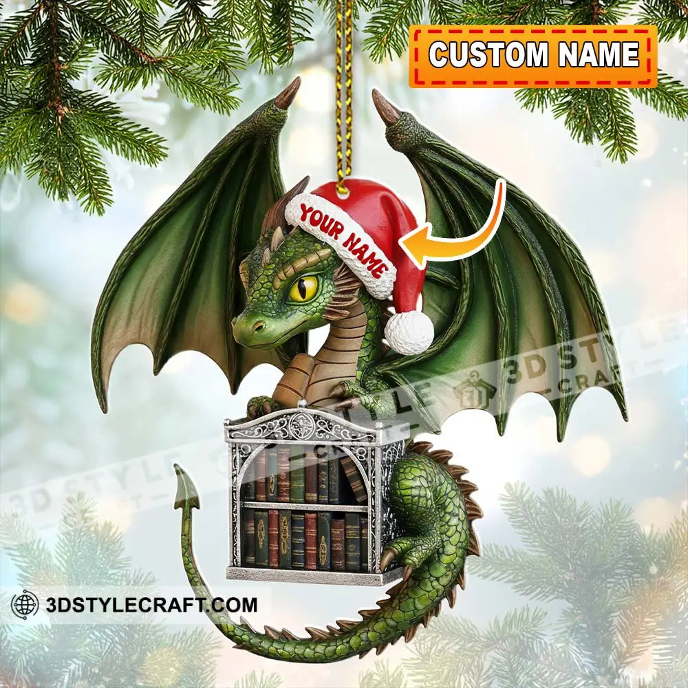 Dragon Books Library Home Decor Christmas Ornament Personalized Ornament 3.54’’ / 1 Ornament Ornament