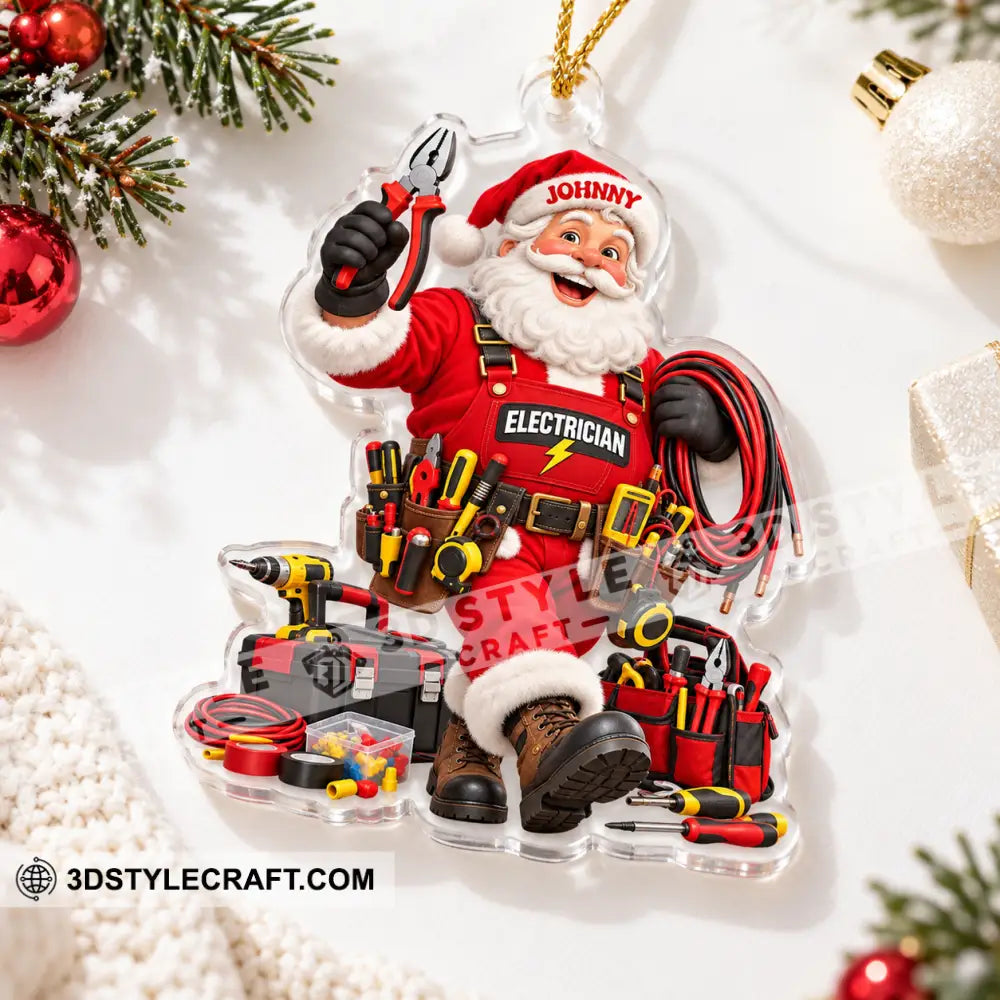 Electrician Santa Home Decor Christmas Ornament Personalized Ornament - Ornament