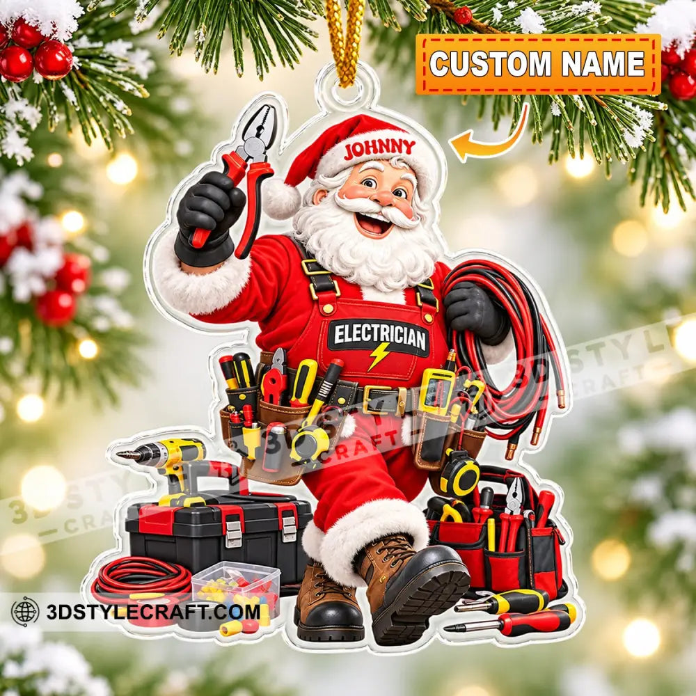 Electrician Santa Home Decor Christmas Ornament Personalized Ornament - 3.54’’ / 1 Ornament - Ornament
