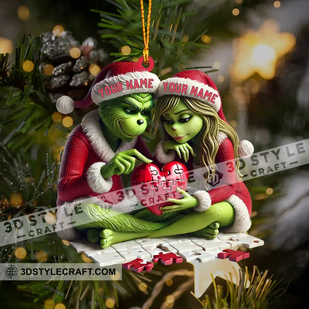 Elf Couple Christmas Home Decor Ornament Personalized