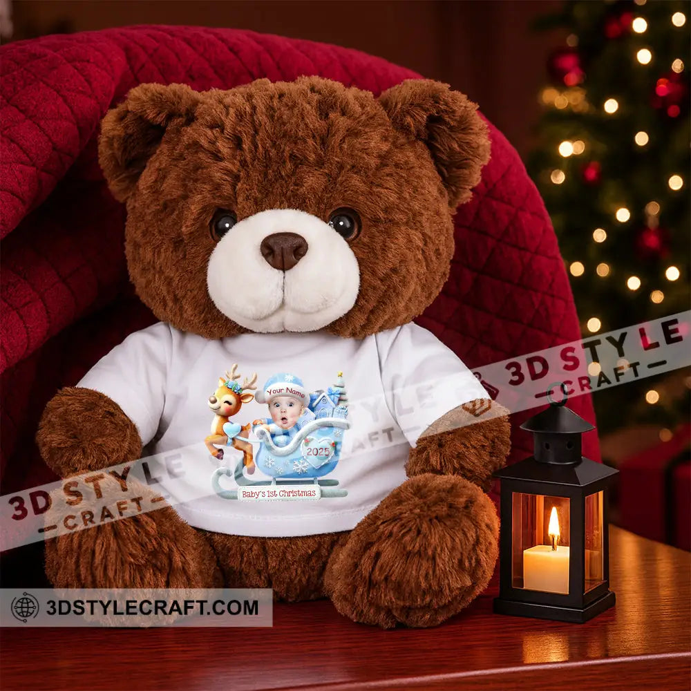 First Christmas Baby Personalized Teddy Bear Shirt Brown / 9’’ / No Graduate Teddy Bear Shirt