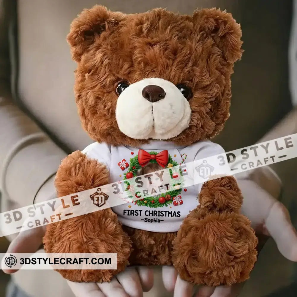 First Christmas Baby Personalized Teddy Bear Shirt Brown / 9’’ / No Graduate Teddy Bear Shirt