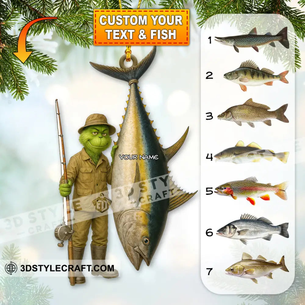 Fishing Lover Home Decor Christmas Ornament Personalized Ornament 3.54’’ / 1 Ornament Ornament