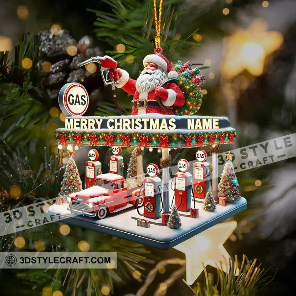 Gas Station Merry Christmas Ornament Personalized