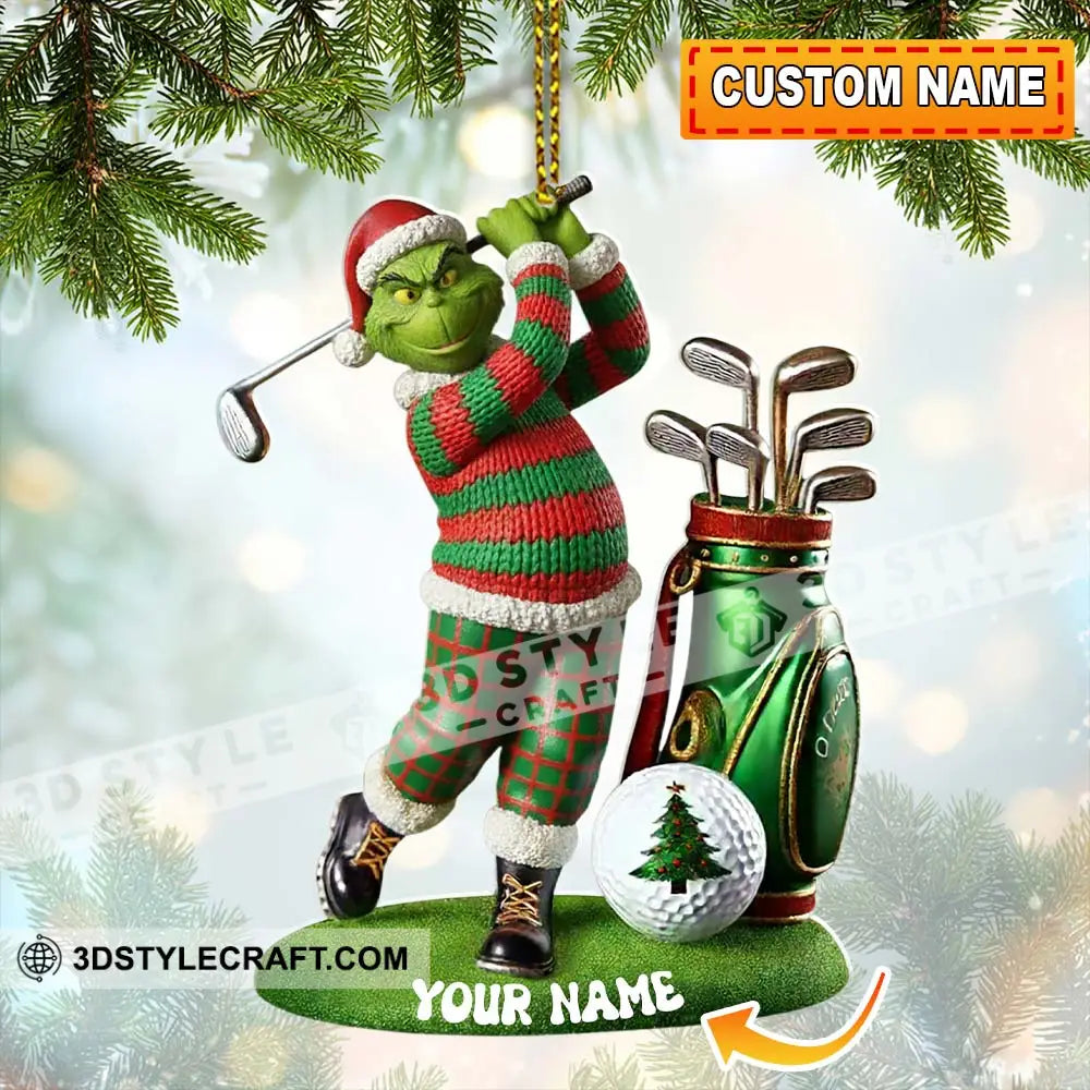 Grinch Golf Christmas Home Decor Christmas Ornament Personalized Ornament 3.54’’ / 1 Ornament Ornament