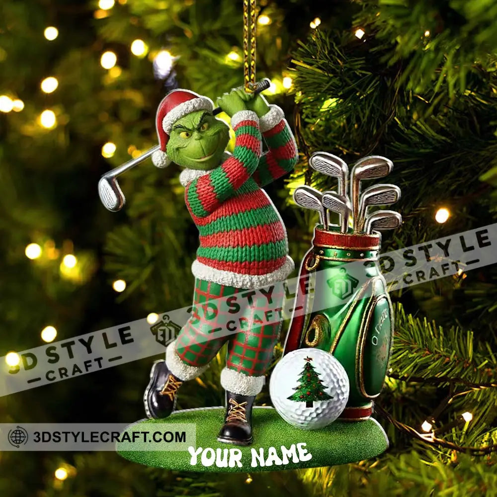Grinch Golf Christmas Home Decor Christmas Ornament Personalized Ornament Ornament