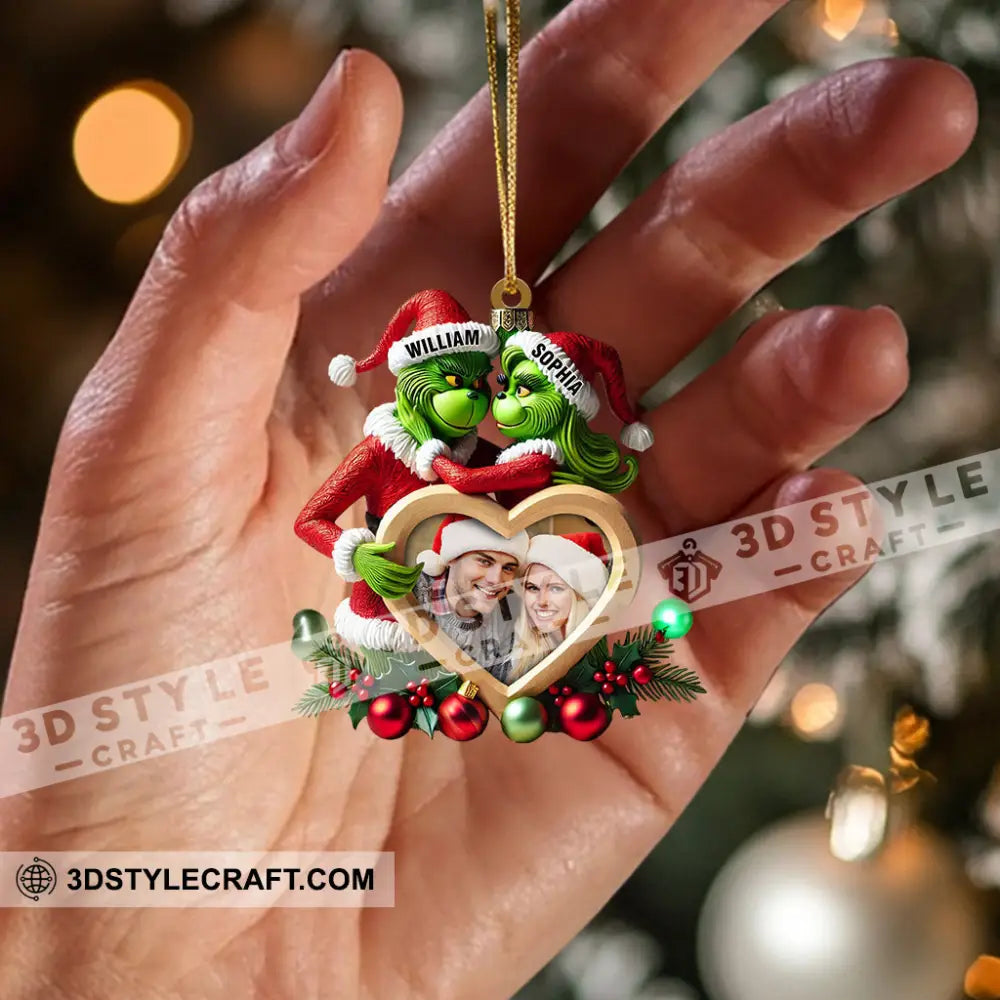 Heart Photo Couple Elf Home Decor Christmas Ornament Personalized