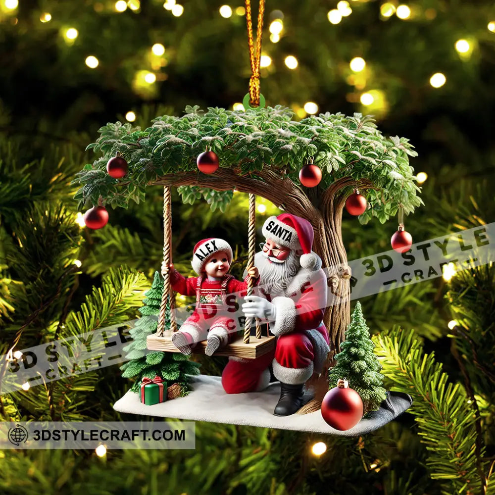 Kid And Santa Decor Christmas Ornament Personalized