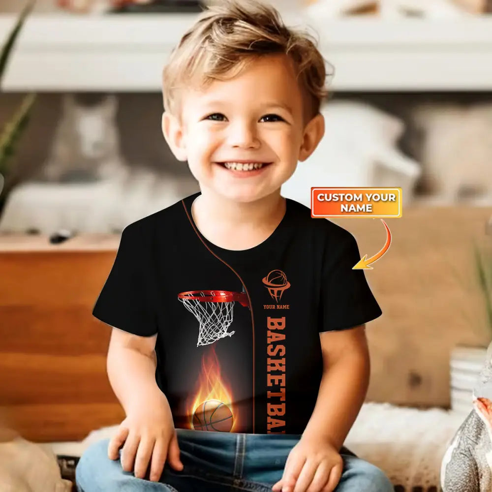 Kids Clothing Custom Name Basketball Tank And Shorts Toddler Top & Matching T-Shirt