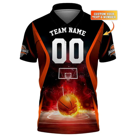 Man Shirt, Basketball Polo, Custom Name and Number Basketball T-Shirt, Gift for Basketball Player style option 1