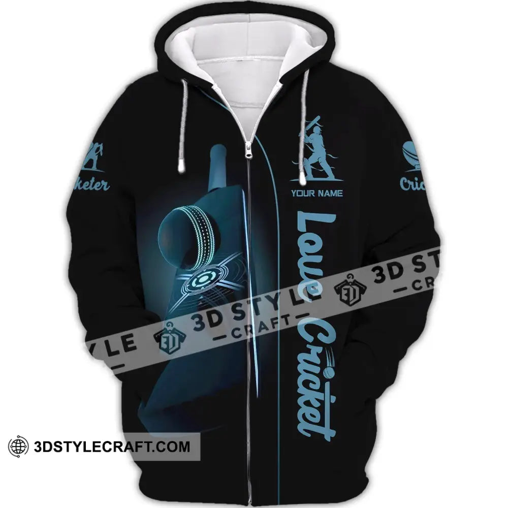Man Shirt Cricket Custom Name T-Shirt Gift For Lover Zipper Hoodie / S