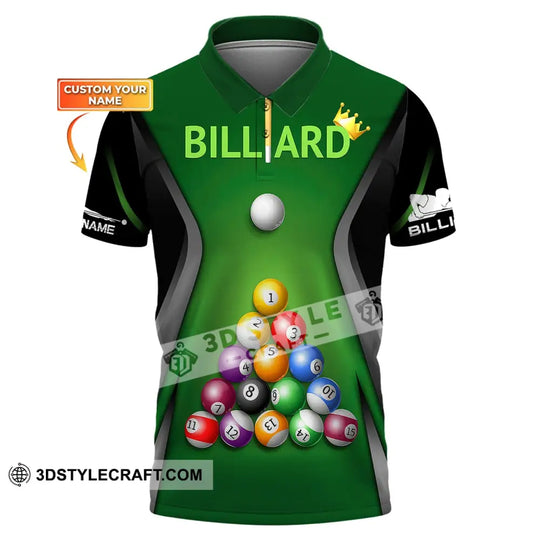 Man Shirt, Custom Billiards Polo Shirt, Billiards T-shirt, Billiards Balls, Shirt For Billiards Players style option 1