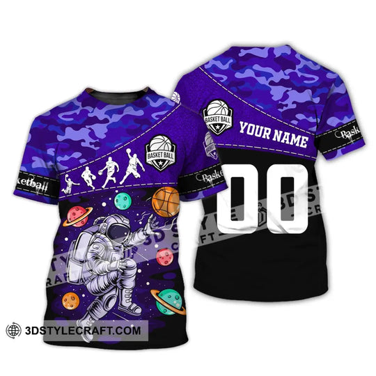 Man Shirt, Custom Name and Number Basketball Hoodie, Basketball Astronaut T-shirt, Gift for Basketball Player style option 2