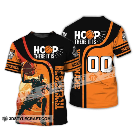 Man Shirt, Custom Name and Number Basketball T-Shirt, Hoop There It Is, Gift for Basketball Player style option 2